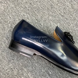 Versace New Leather Casual Business Shoes For Men Blue