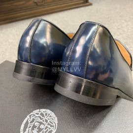 Versace New Leather Casual Business Shoes For Men Blue