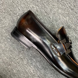 Versace New Leather Hardware Buckle Business Shoes For Men Brown