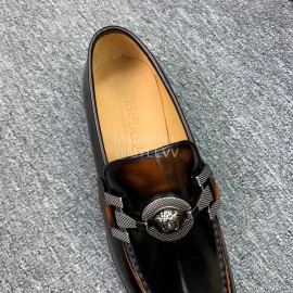 Versace New Leather Hardware Buckle Business Shoes For Men Brown