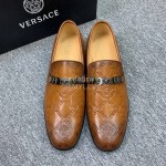 Versace New Embossed Leather Business Shoes For Men Brown