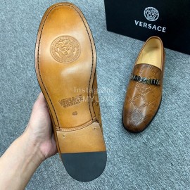 Versace New Embossed Leather Business Shoes For Men Brown