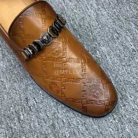 Versace New Embossed Leather Business Shoes For Men Brown