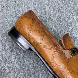 Versace New Embossed Leather Business Shoes For Men Brown
