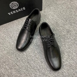 Versace New Leather Lace Up Business Shoes For Men Black