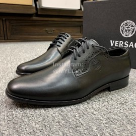 Versace New Leather Lace Up Business Shoes For Men Black