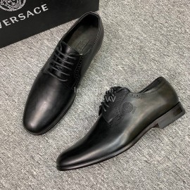 Versace New Leather Lace Up Business Shoes For Men Black