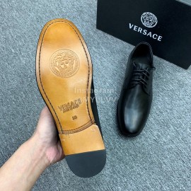 Versace New Leather Lace Up Business Shoes For Men Black