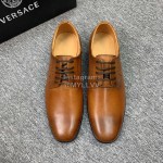 Versace New Leather Lace Up Business Shoes For Men Brown