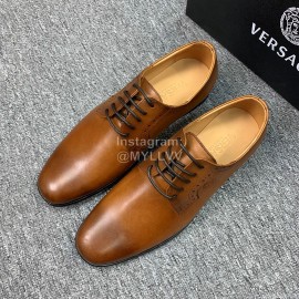 Versace New Leather Lace Up Business Shoes For Men Brown