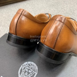 Versace New Leather Lace Up Business Shoes For Men Brown