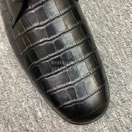 Versace New Crocodile Leather Lace Up Business Shoes For Men Black