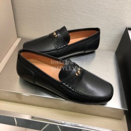 Versace New Black Cowhide Business Shoes For Men