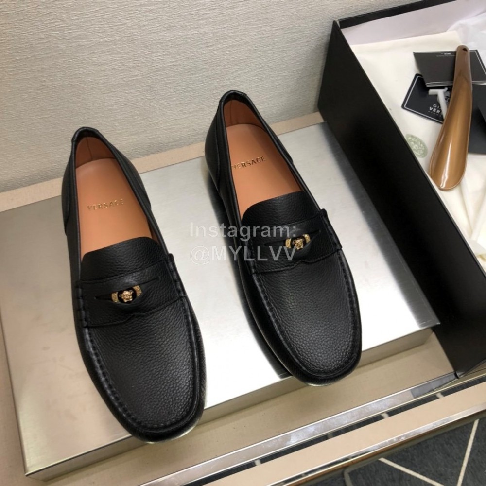 Versace New Cowhide Business Shoes For Men Black