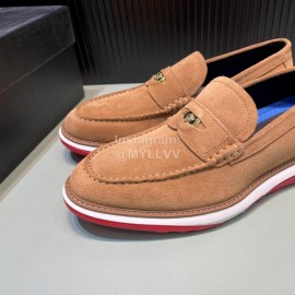 Versace Velvet Cowhide Hardware Buckle Shoes For Men Tan