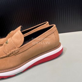 Versace Velvet Cowhide Hardware Buckle Shoes For Men Tan