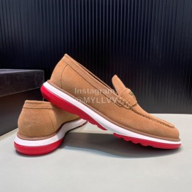 Versace Velvet Cowhide Hardware Buckle Shoes For Men Tan