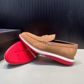 Versace Velvet Cowhide Hardware Buckle Shoes For Men Tan