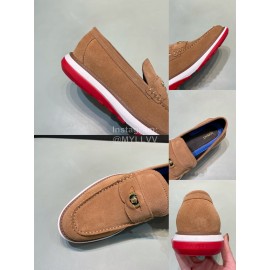 Versace Velvet Cowhide Hardware Buckle Shoes For Men Tan