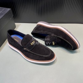 Versace Velvet Cowhide Hardware Buckle Shoes For Men Black