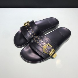 Versace Fashion Leather Slippers For Men Black