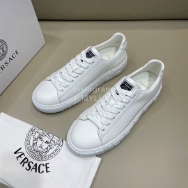 Versace New Calf Leather Casual Sneakers For Men White