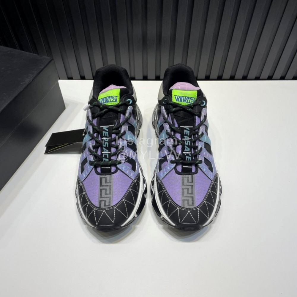 Versace Fashion Leather Thick Soled Sneakers For Men Purple