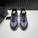 Versace Fashion Leather Thick Soled Sneakers For Men Purple