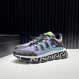 Versace Fashion Leather Thick Soled Sneakers For Men Purple