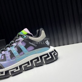 Versace Fashion Leather Thick Soled Sneakers For Men Purple