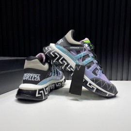 Versace Fashion Leather Thick Soled Sneakers For Men Purple