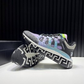 Versace Fashion Leather Thick Soled Sneakers For Men Purple