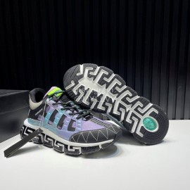 Versace Fashion Leather Thick Soled Sneakers For Men Purple