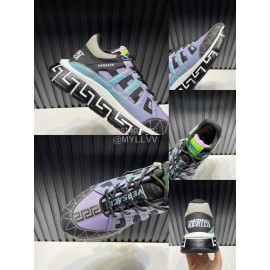 Versace Fashion Leather Thick Soled Sneakers For Men Purple