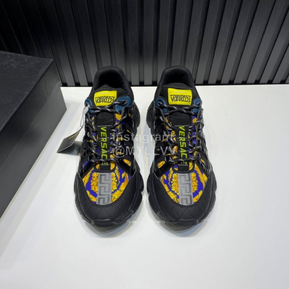 Versace Fashion Leather Thick Soled Sneakers For Men Black