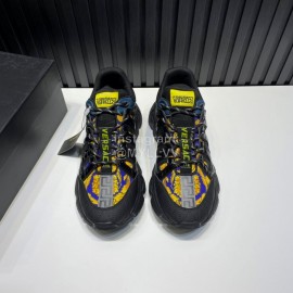 Versace Fashion Leather Thick Soled Sneakers For Men Black