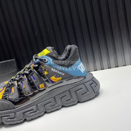 Versace Fashion Leather Thick Soled Sneakers For Men Black