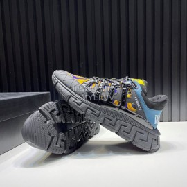 Versace Fashion Leather Thick Soled Sneakers For Men Black