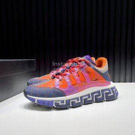 Versace Fashion Leather Thick Soled Sneakers Orange For Men 