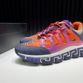 Versace Fashion Leather Thick Soled Sneakers Orange For Men 