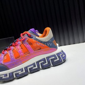 Versace Fashion Leather Thick Soled Sneakers Orange For Men 