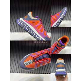 Versace Fashion Leather Thick Soled Sneakers Orange For Men 