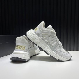 Versace Fashion Leather Thick Soled Sneakers For Men White