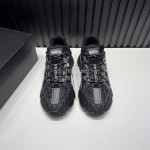 Versace Fashion Black Leather Thick Soled Sneakers For Men 