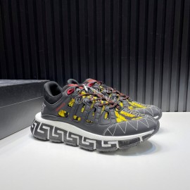 Versace Leather Thick Soled Sneakers For Men 