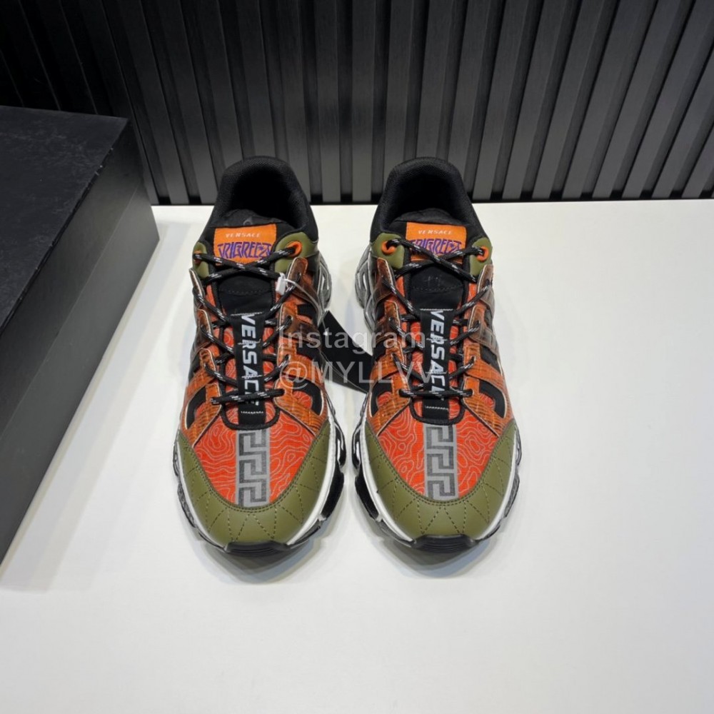 Versace Fashion Leather Thick Soled Sneakers For Men Orange