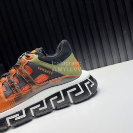 Versace Fashion Leather Thick Soled Sneakers For Men Orange