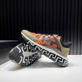 Versace Fashion Leather Thick Soled Sneakers For Men Orange