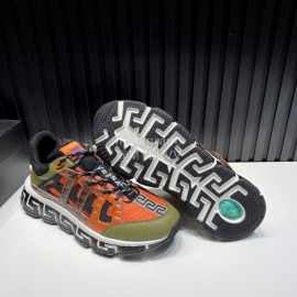 Versace Fashion Leather Thick Soled Sneakers For Men Orange