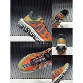 Versace Fashion Leather Thick Soled Sneakers For Men Orange